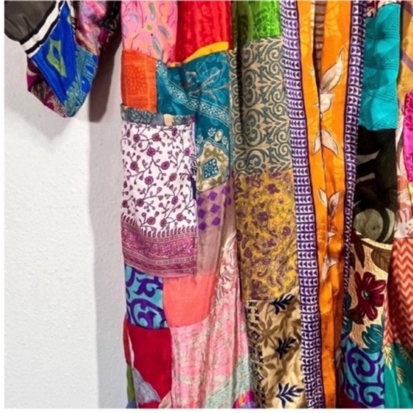 Colorful Patchwork Kimono Robe - Picture 3 of 8
